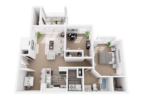 Floor plan for 2 beds, 1 bath, 881 sqft